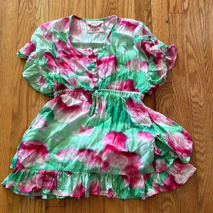 Paper Wings 6 pink green ruffle dress high end children’s brand excellent cond